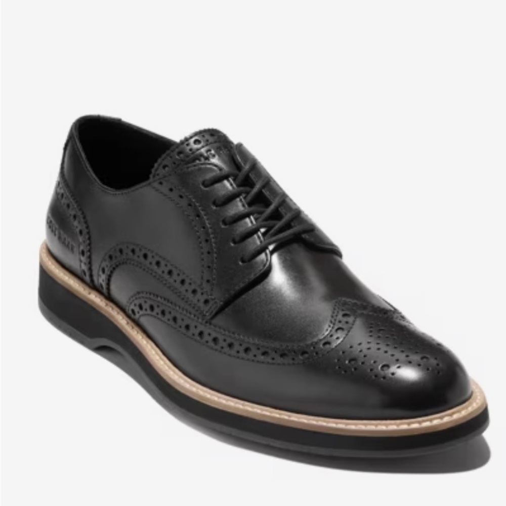 Cole Haan Black Leather Wingtip Oxfords